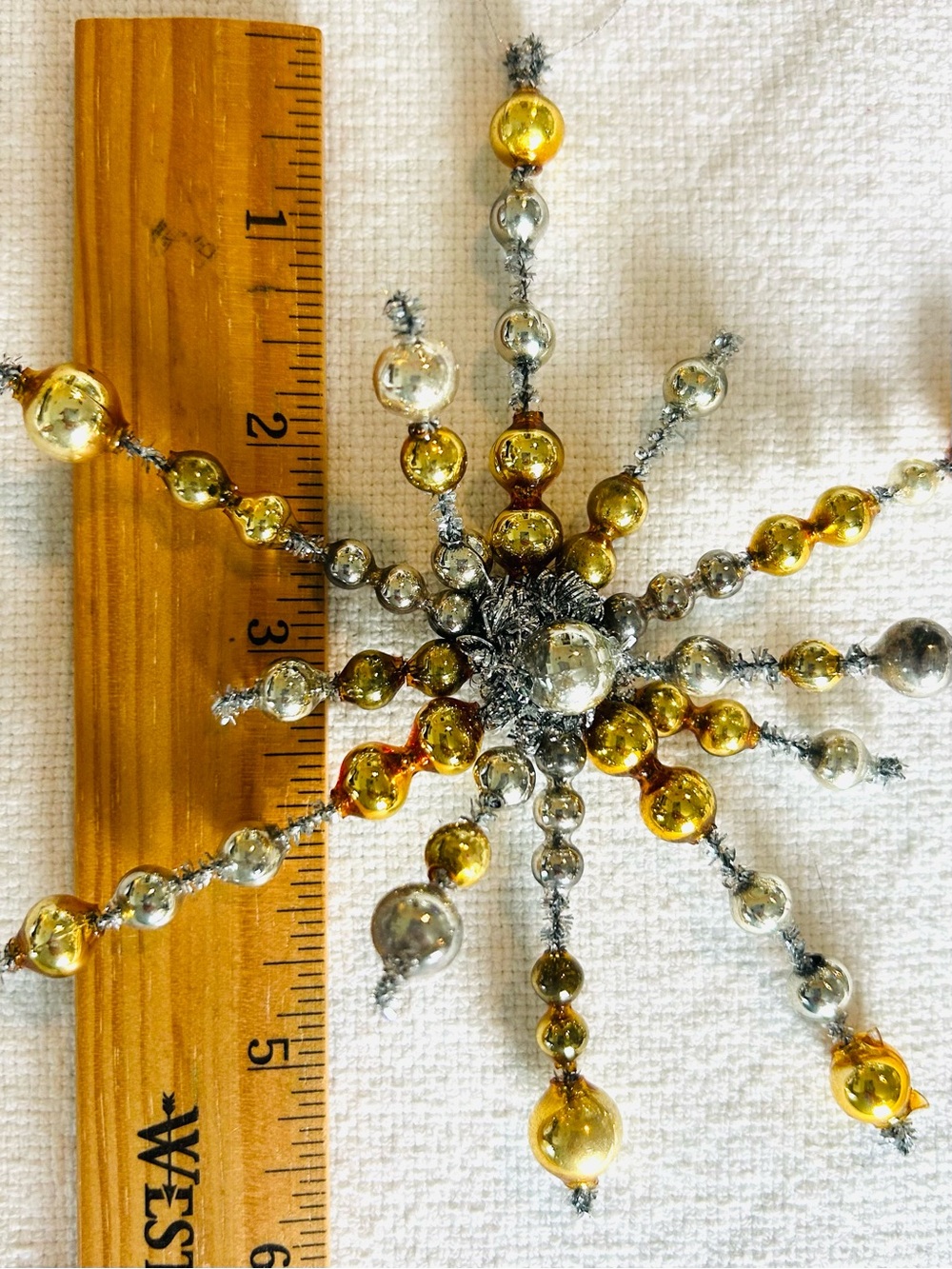 Vintage repurposed mercury bead holiday star burst Christmas Ornament - Picture 4 of 4